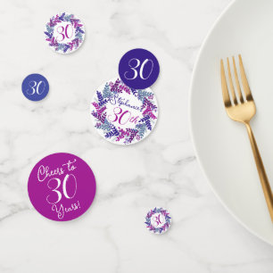 Elegant Pink Lila Wreath 30. Geburtstag Confetti Konfetti