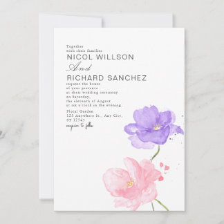 Elegant Pink & Lilac Floral Wedding  Einladung