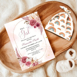 Elegant Pink Little Pumpkin Girl Babydusche Einladung