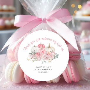 Elegant Pink Little Pumpkin Girl Babydusche Runder Aufkleber