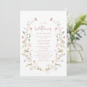 Elegant Pink Little Wildblume Boho Baby Shower Einladung