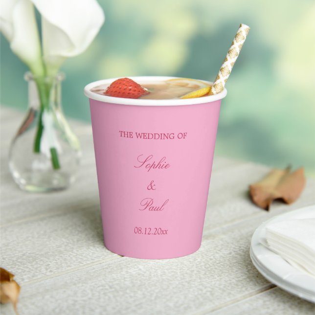 Elegant Pink Magenta Wedding Paper Cups Pappbecher (In Situ)