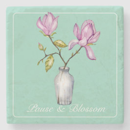 Elegant Pink Magnolia Watercolor Steinuntersetzer