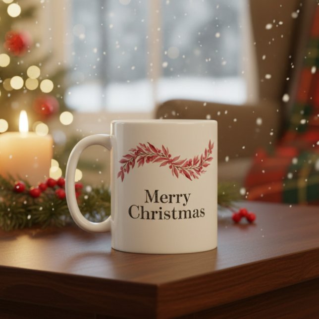 Elegant Pink Merry Christmas Mug – Floral Holiday  (Créateur téléchargé)