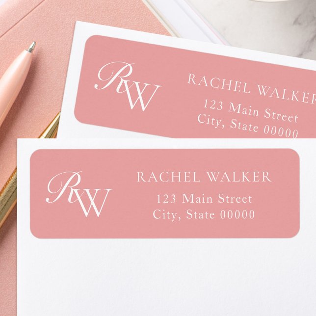 Elegant Pink Monogram Return Address (Von Creator hochgeladen)