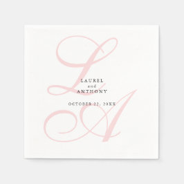 Elegant Pink Monogram Wedding Napkins Serviette
