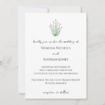 Elegant Pink Ocotillo Cactus Wedding Einladung