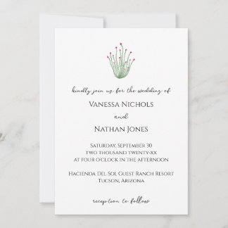 Elegant Pink Ocotillo Cactus Wedding Einladung