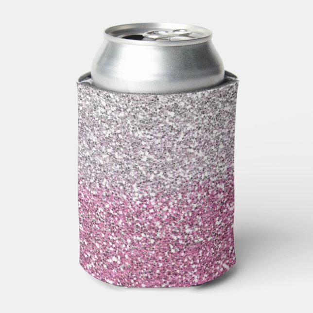 Elegant Pink Ombre Glitzer Sparkle Dosenkühler (Kanne Vorderseite)