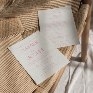 Elegant Pink Orange Stylish All In One Wedding Einladung