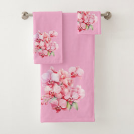 Elegant Pink Orchid Badhandtuch Set