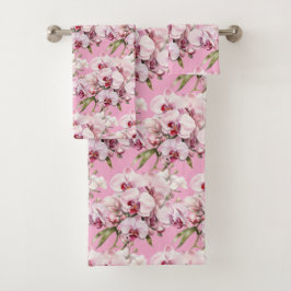 Elegant Pink Orchid Badhandtuch Set