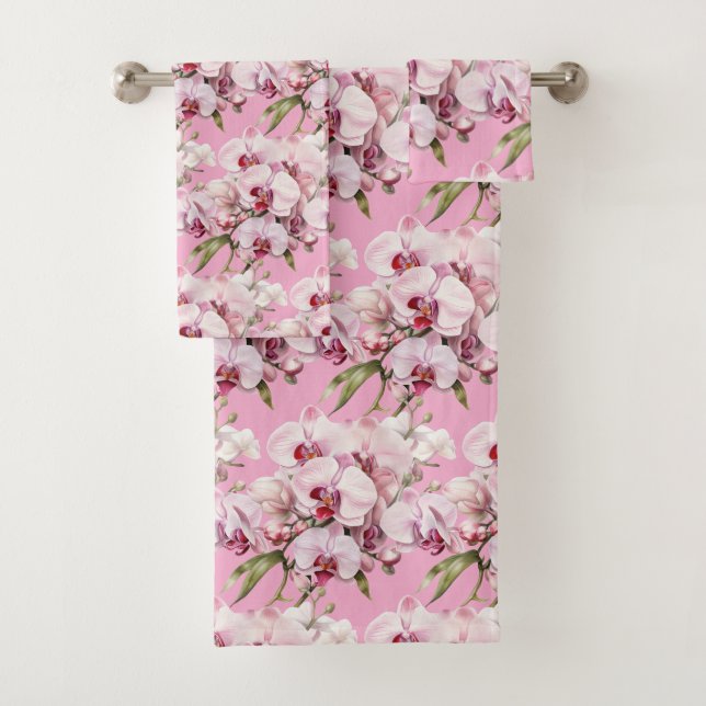 Elegant Pink Orchid Badhandtuch Set (Insitu)