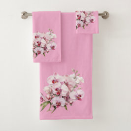 Elegant Pink Orchid Badhandtuch Set