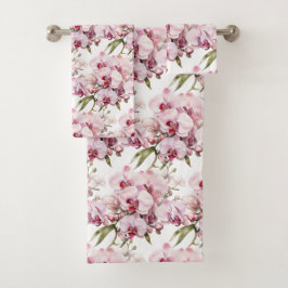 Elegant Pink Orchid Badhandtuch Set