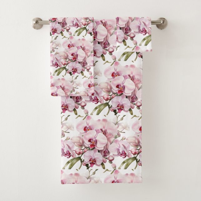 Elegant Pink Orchid Badhandtuch Set (Insitu)