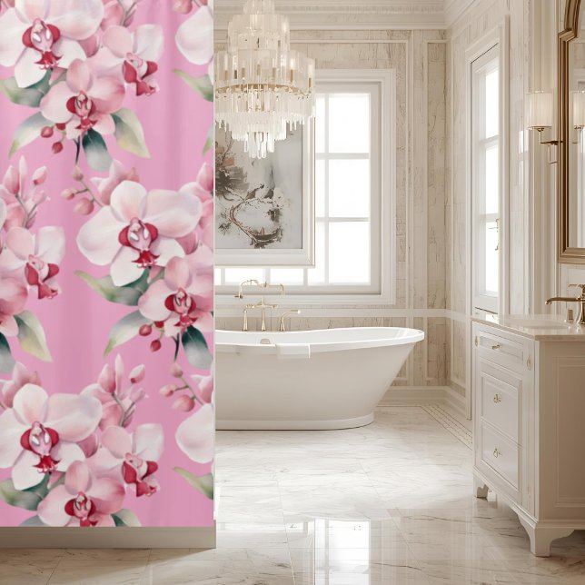 Elegant Pink Orchids Shower Curtain Duschvorhang (Von Creator hochgeladen)