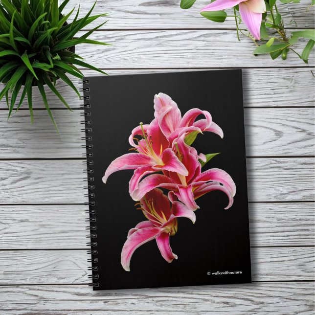 Elegant Pink Oriental Lilies Notizblock (Elegant Pink Oriental Lilies Journal Cover Photo)