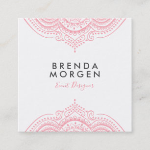 Elegant Pink Paisley Mandala Quadratische Visitenkarte