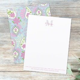 Elegant Pink Paisley Stylish Preppy Monogram