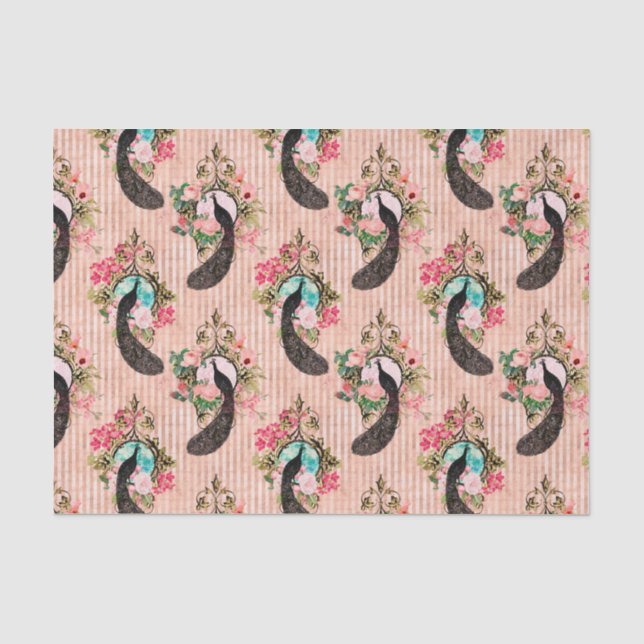 Elegant Pink Peacock Seidenpapier (Vorderseite)