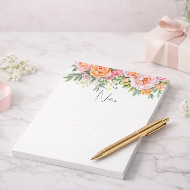 Elegant Pink Peonies Floral Notepad Notizblock (Von Creator hochgeladen)