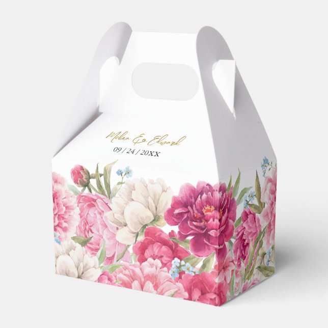 Elegant Pink Peony Florals Wedding Geschenkschachtel (Vorderseite)