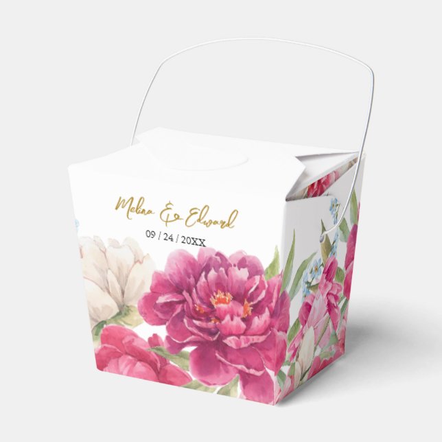 Elegant Pink Peony Florals Wedding Geschenkschachtel (Vorderseite)