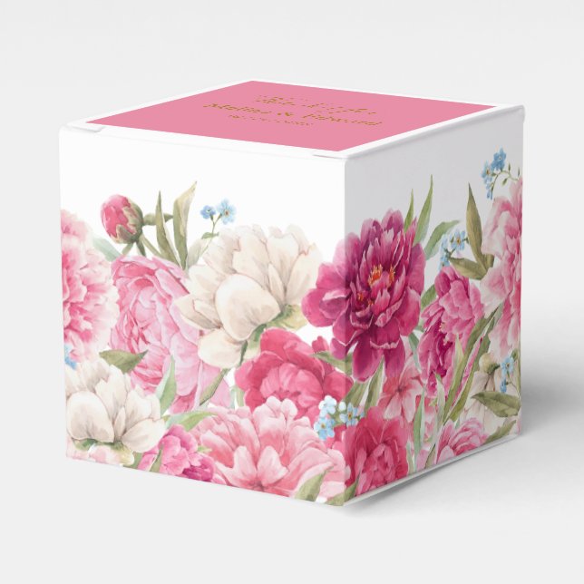 Elegant Pink Peony Florals Wedding Geschenkschachtel (Vorderseite)