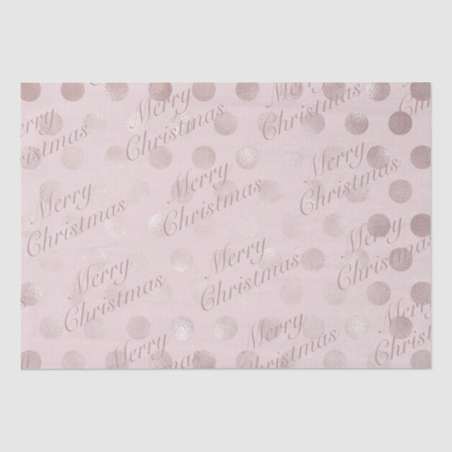 Elegant Pink Polka Dot Frohe Weihnachten Seidenpapier (Vorderseite)