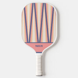 Elegant Pink Purple Chevron Pattern Custom Name Pickleball Schläger