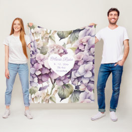 Elegant pink purple watercolor hydrangeas fleecedecke