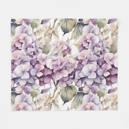 Elegant pink purple watercolor hydrangeas fleecedecke