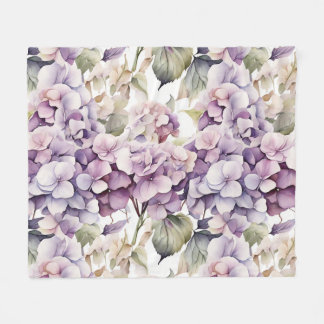 Elegant pink purple watercolor hydrangeas  fleecedecke