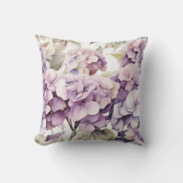Elegant pink purple watercolor hydrangeas kissen