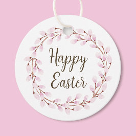 Elegant Pink Pussy Willow Happy Oaster Geschenkanhänger