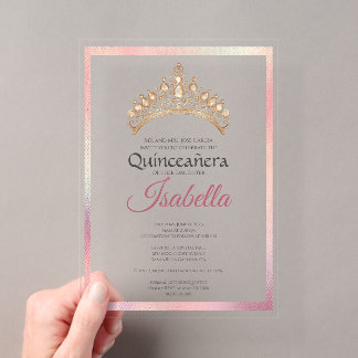 Elegant Pink Quinceanera 15th Birthday Acryleinladungen