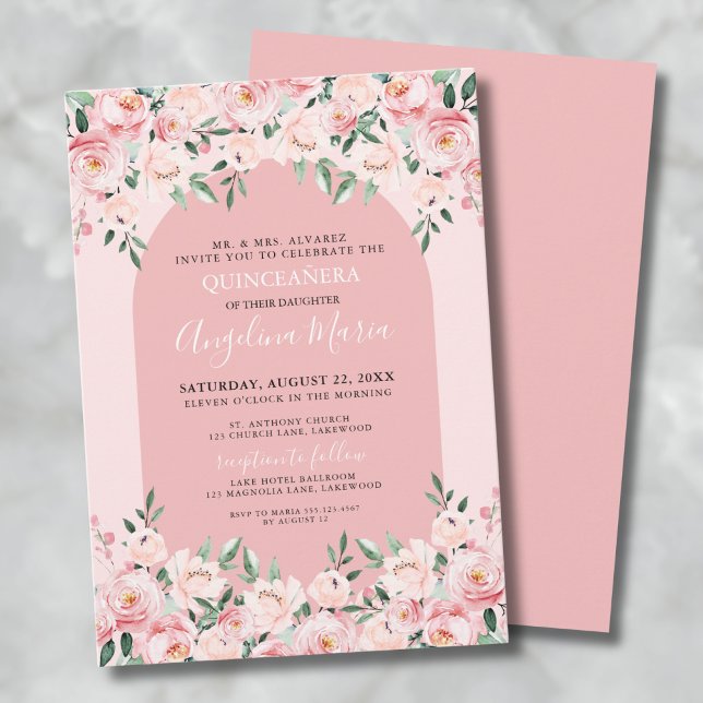 Elegant Pink Quinceanera Einladung (Elegant Pink Quinceanera Invitation)
