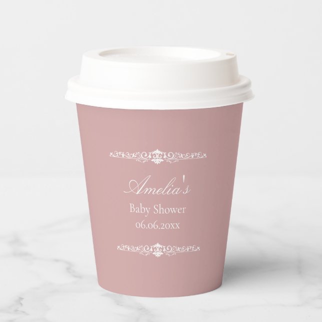 Elegant Pink Regency Style Baby Shower  Pappbecher (Vorderseite)