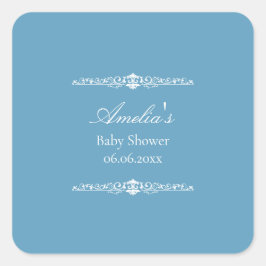 Elegant Pink Regency Style Baby Shower  Quadratischer Aufkleber