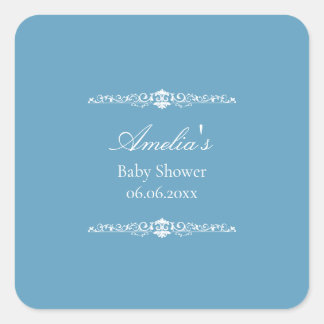 Elegant Pink Regency Style Baby Shower  Quadratischer Aufkleber