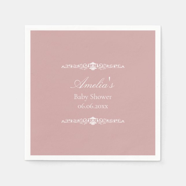 Elegant Pink Regency Style Baby Shower  Serviette (Vorderseite)