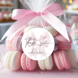 Elegant Pink Ribbon Vielen Dank Runder Aufkleber