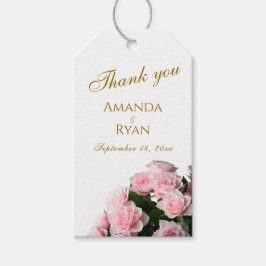 Elegant Pink Rose Floral Wedding Vielen Dank Geschenkanhänger