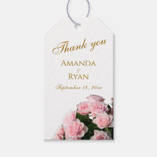 Elegant Pink Rose Floral Wedding Vielen Dank Geschenkanhänger
