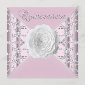 Elegant Pink Rose Quinceanera Einladung