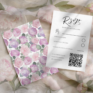 Elegant Pink Rose RSVP Wedding Card