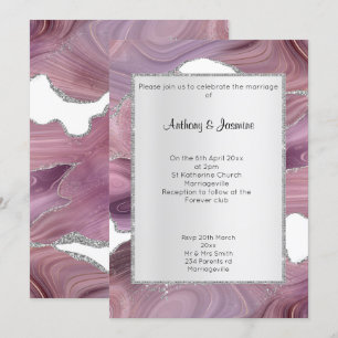 ELEGANT PINK SILVER MARBLE WEDING EINLADUNG