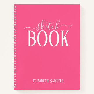 Elegant Pink Sketch Book with name gift for her Notizbuch