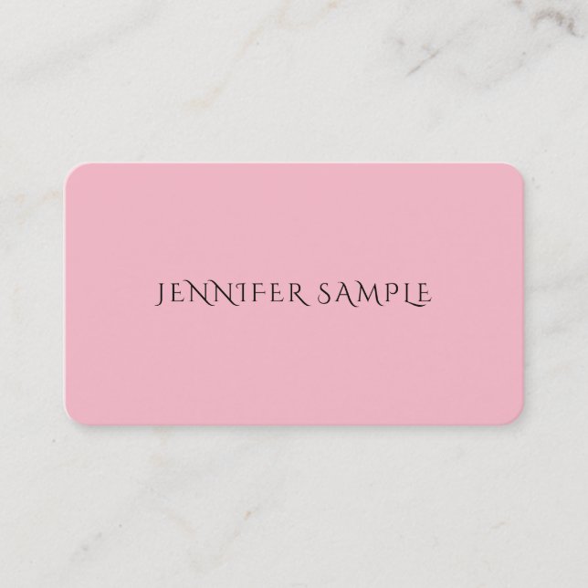 Elegant Pink Sleek Stilvoll modern Schlicht Luxus Visitenkarte (Vorderseite)